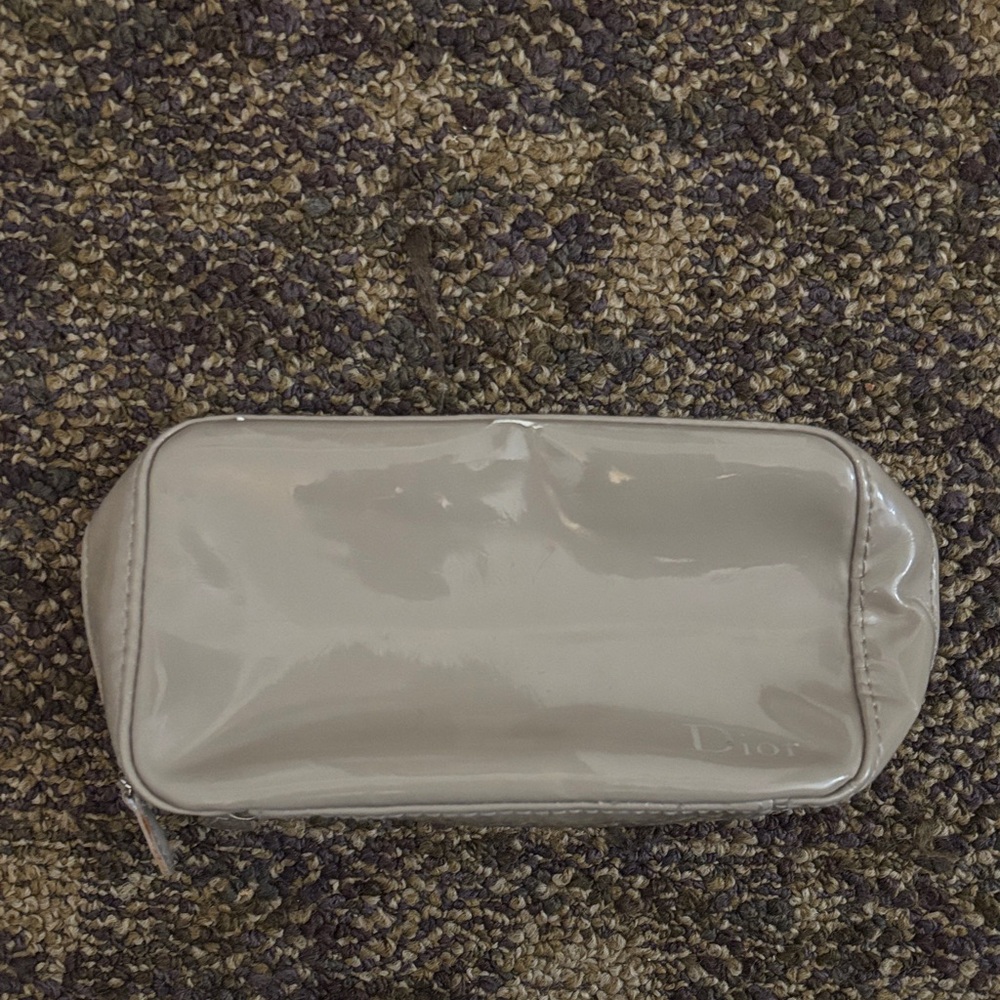Dior Shiny Gray Makeup Bag